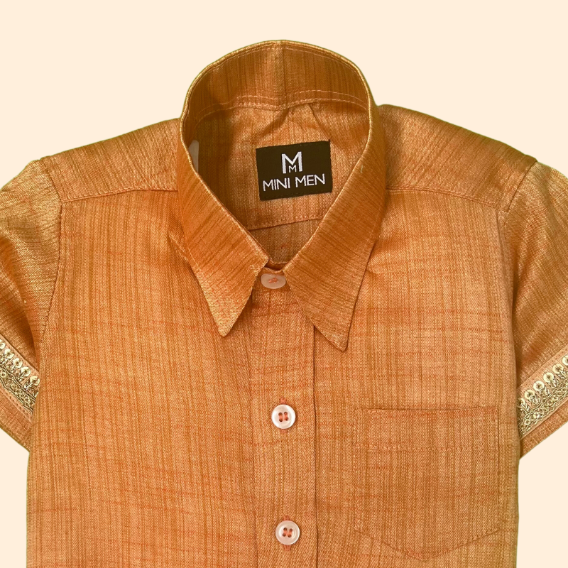 Coral Orange Dad Twinning Silk Shirt