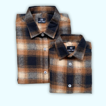 Cowboy Brown Checks Dad n Son Twinning Shirts