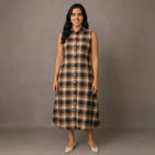 Cowboy Brown Checks - Mom Twinning Shirt Dress