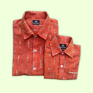 Orange Ikat Dad and Son Twinning Shirts