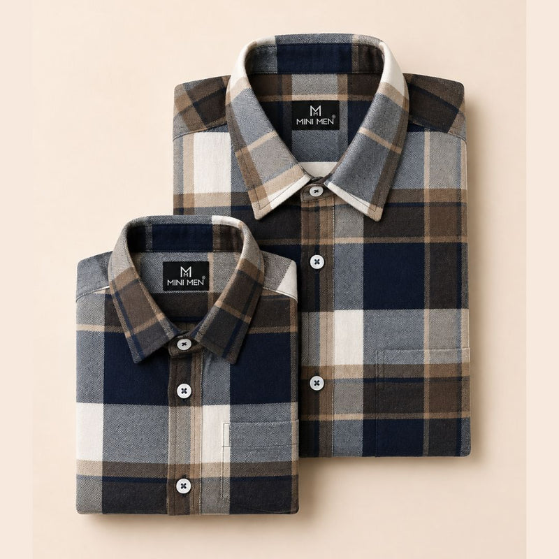 Desert Blue Checks Dad n Son Twinning Shirts
