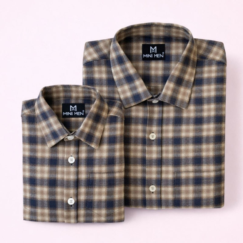 Desert Brown Checks Dad n Son Twinning Shirts