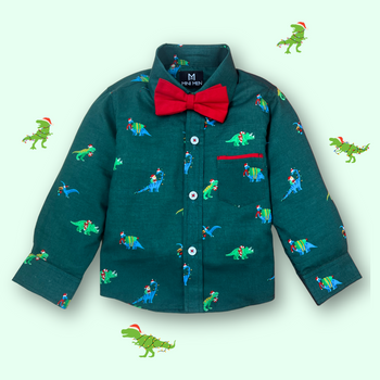 Dino Winter Wonderland Bowtie Shirt