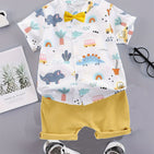 Dino Vehicles Printed Shirt and Yellow Shorts - Partywear