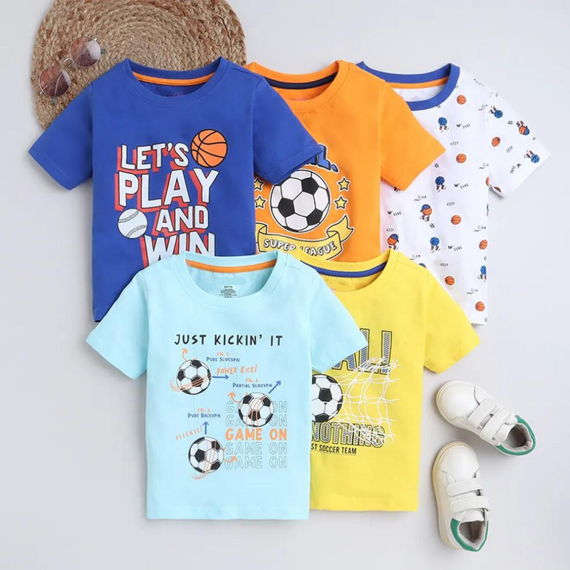 Football Graphic Printed T-Shirts - Pack of 5