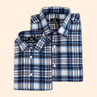 Frosty Blue Checks Dad n Son Twinning Shirts