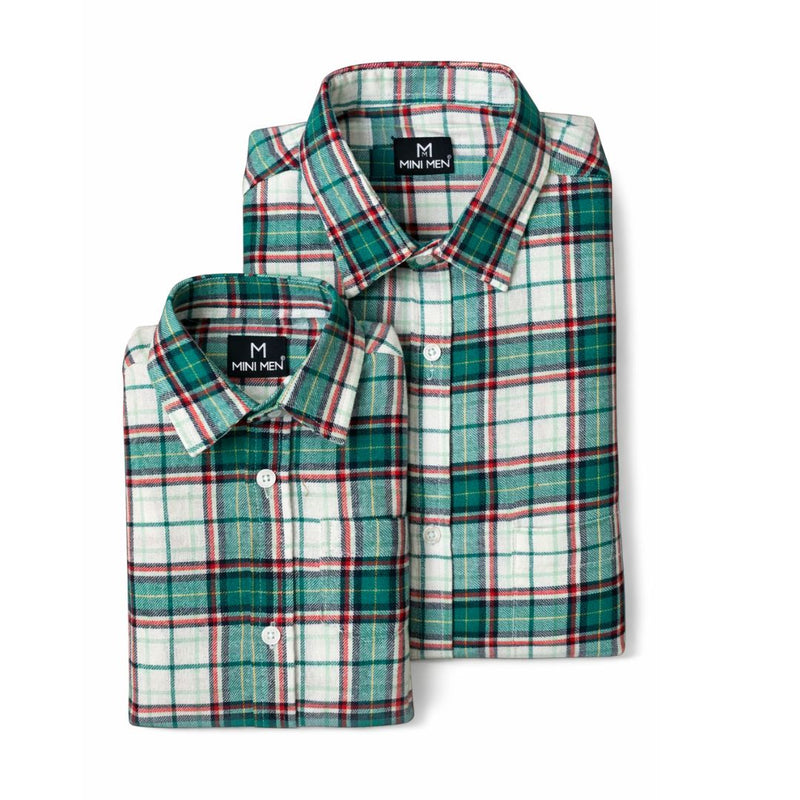Green Haze Checks Dad n Son Twinning Shirts