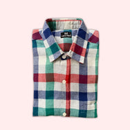 Green Peach Checks Son Shirt - (Add-on)