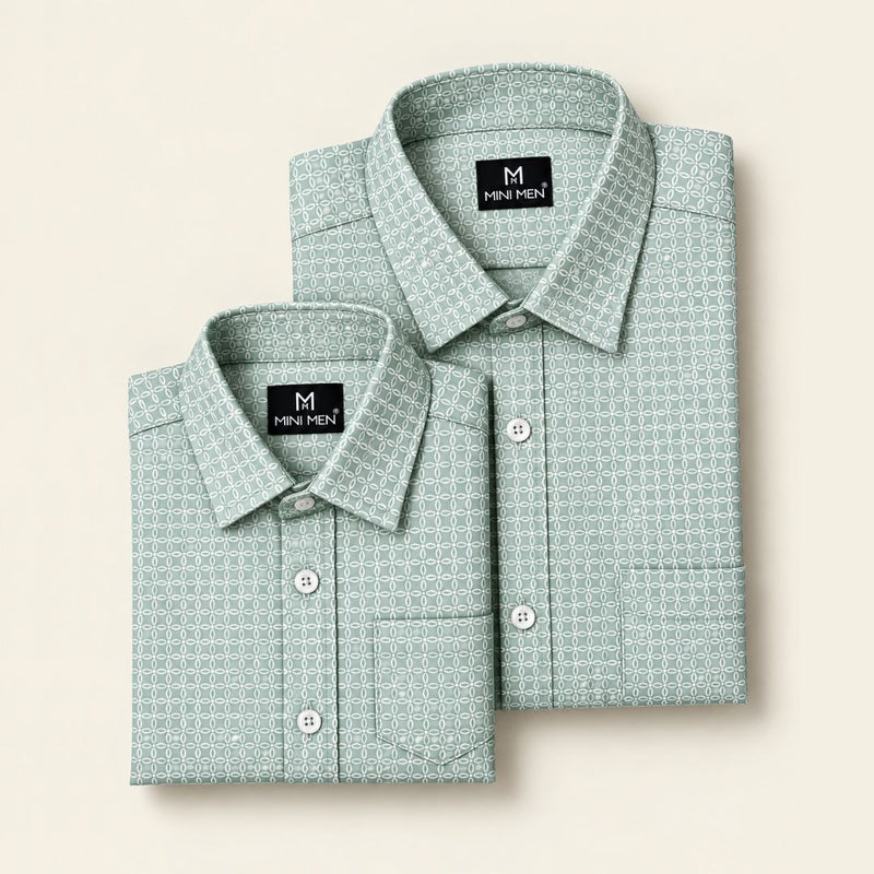 Green Printed Dad n Son Twinning Shirt