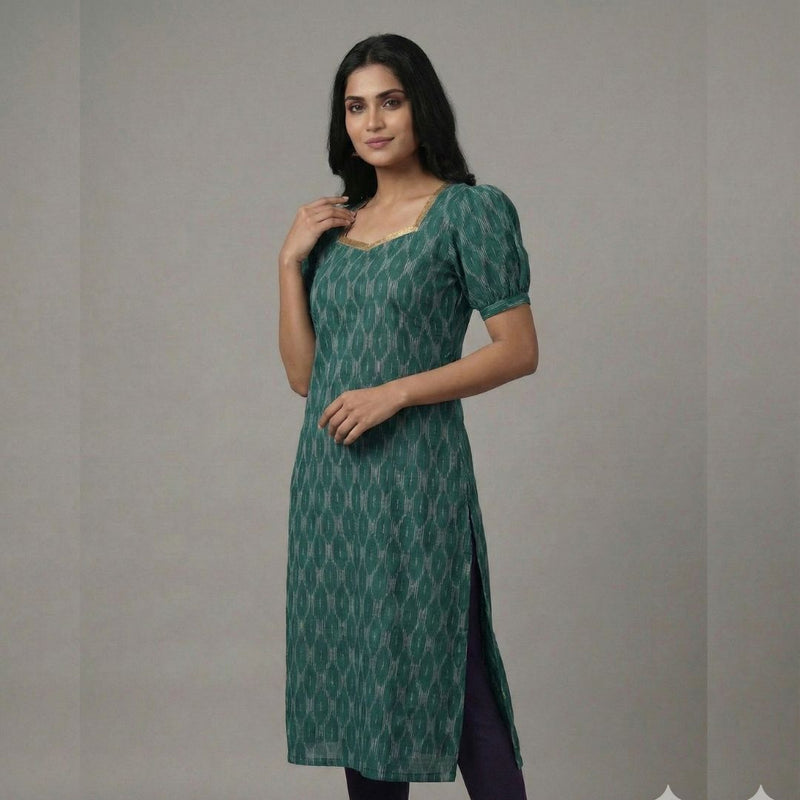 Green Ikat - Mom Kurta