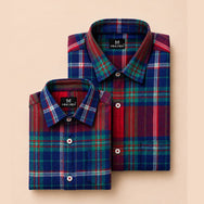 Green n Red Checks Dad n Son Twinning Shirts