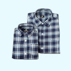 Greyish Blue Checks Dad n Son Twinning Shirts