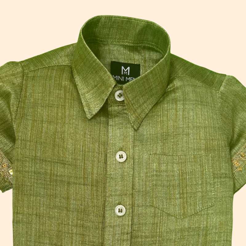 Harvest Green Dad Twinning Silk Shirt