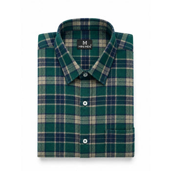 Holiday Pine Green Checks Dad n Son Twinning Shirts
