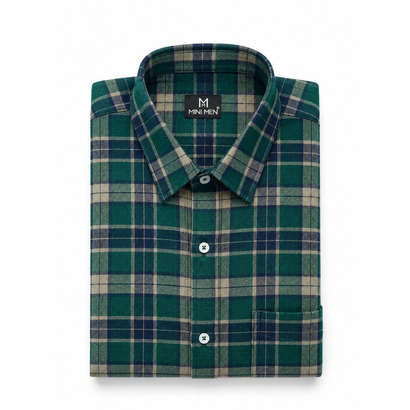 Holiday Pine Green Checks Dad n Son Twinning Shirts