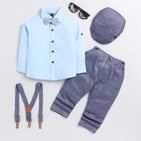 Light blue shirt, grey pant Set - Partywear