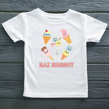 Ice Cream Theme Printed T Shirt