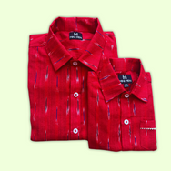 Red Ikat Dad and Son Twinning Shirts