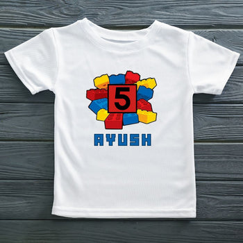 Building Blocks Theme Printed T Shirt