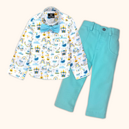 Lil Prince and Bright Blue Pant - Pant Shirt Set