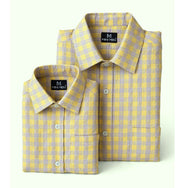 Yellow Seersucker Checks Dad n Son Twinning Shirts