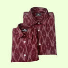 Maroon Ikat Dad n Son Twinning Shirts