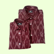 Maroon Ikat Dad n Son Twinning Shirts