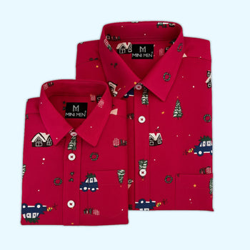 Merry Christmas Printed Dad n Son Twinning Shirts