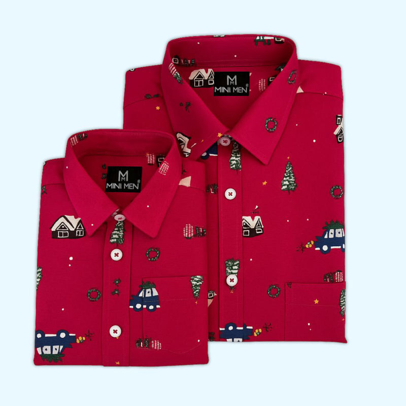 Merry Christmas Printed Dad n Son Twinning Shirts