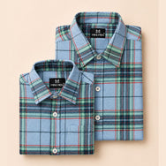 Muted Blue Checks Dad n Son Twinning Shirts