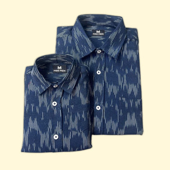 Navy Ikat Dad n Son Twinning Shirts