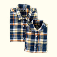 Navy Peach Checks Dad n Son Twinning Shirts