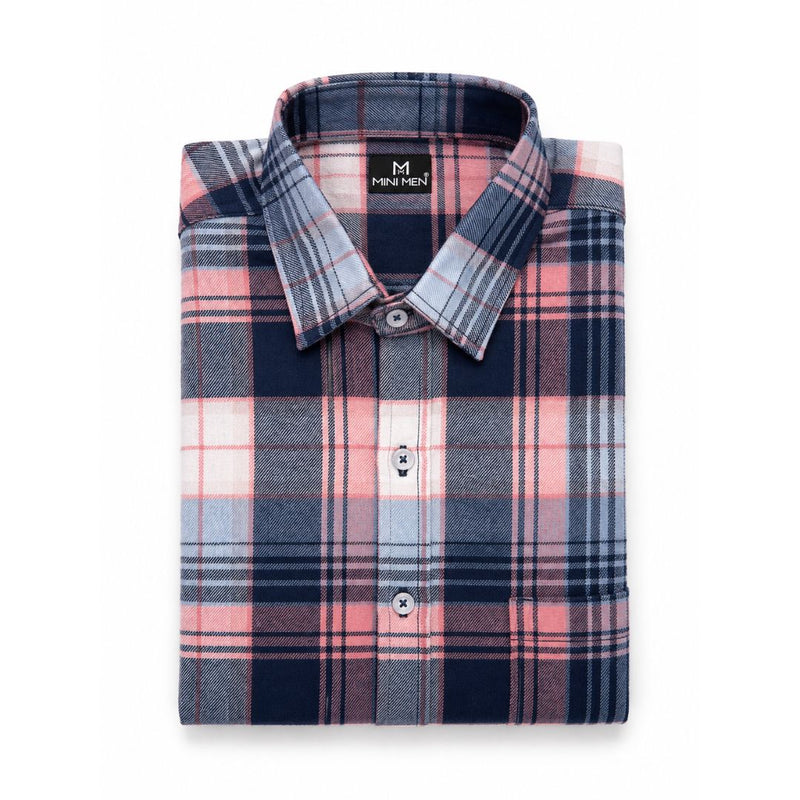 Navy Pink Checks Dad n Son Twinning Shirts
