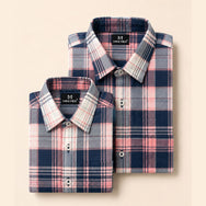 Navy Pink Checks Dad n Son Twinning Shirts