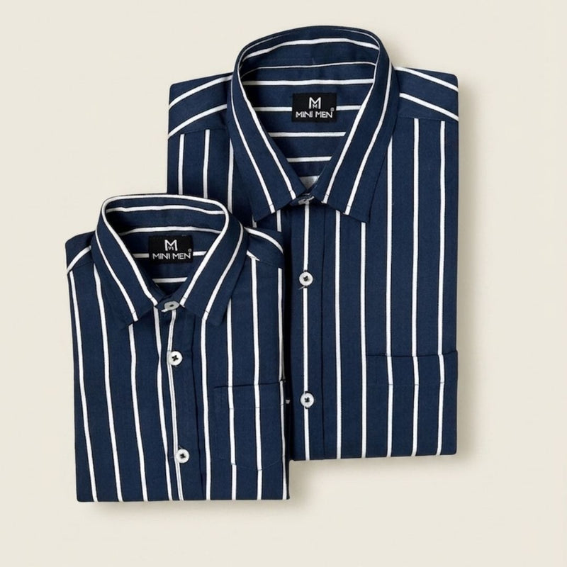 Navy Stripes Dad n Son Twinning Shirt