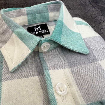 Pastel Green Blue Checks Son Shirt - (Add-on)