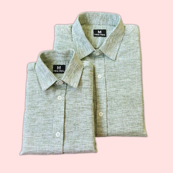 Pastel Green Linen Blend Dad n Son Twinning Shirts