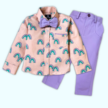 Pastel Rainbow and Purple Pant - Pant Shirt Set