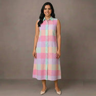 Pastel Checks - Mom Twinning Shirt Dress
