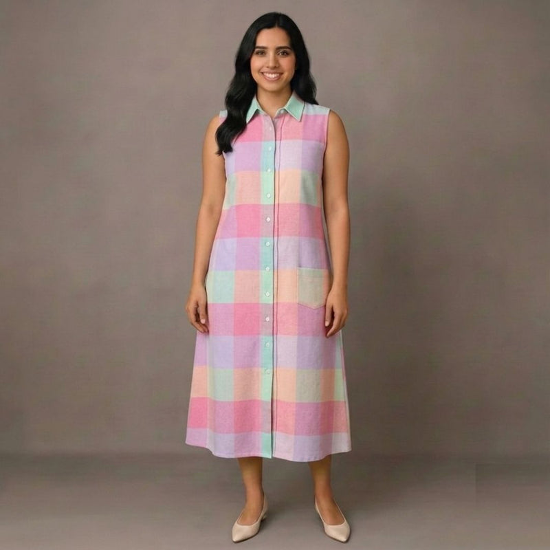 Pastel Checks - Mom Twinning Shirt Dress