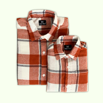 Peach Checks Dad n Son Twinning Shirts