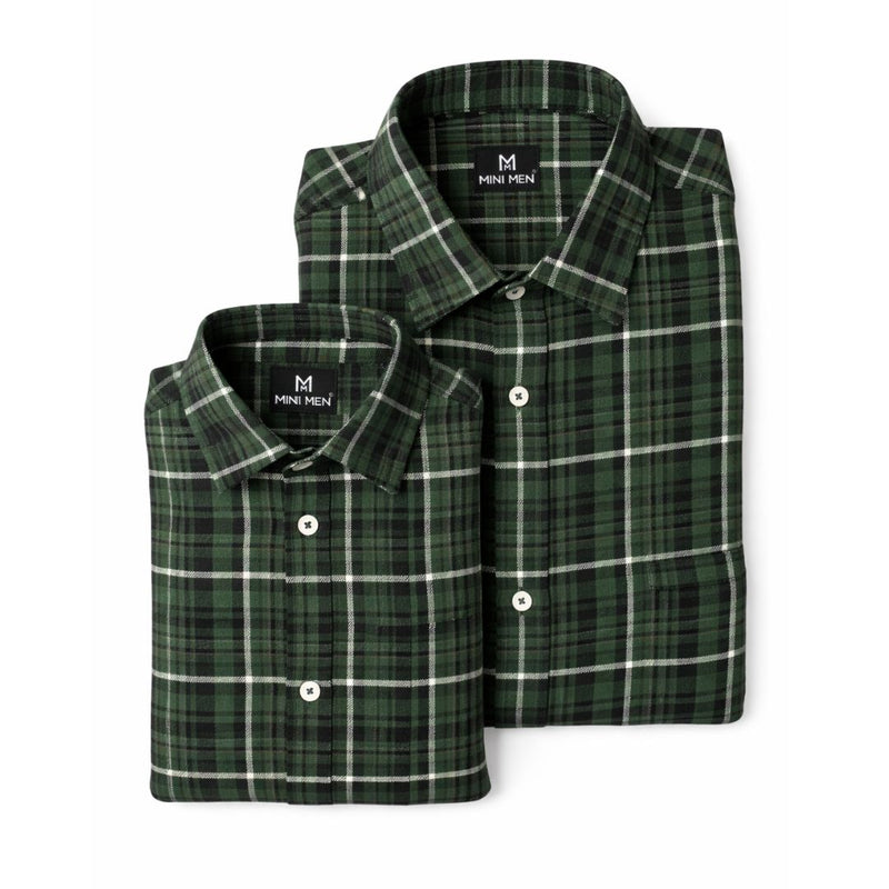 Pine Green Checks Dad n Son Twinning Shirts