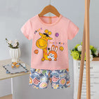 Pink Animal T Shirt Shorts Set