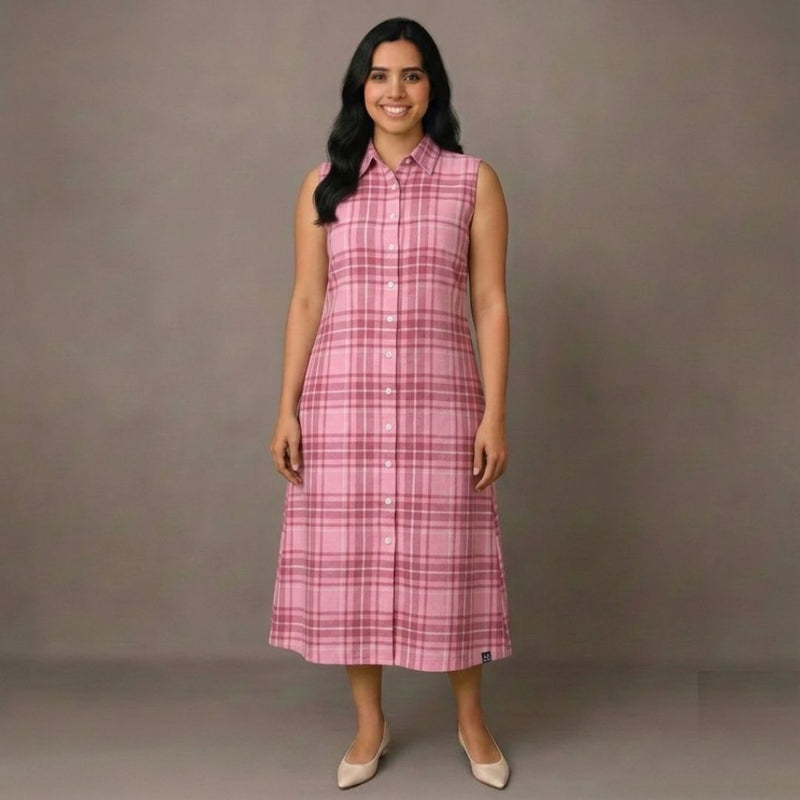 Pink Checks - Mom Twinning Shirt Dress