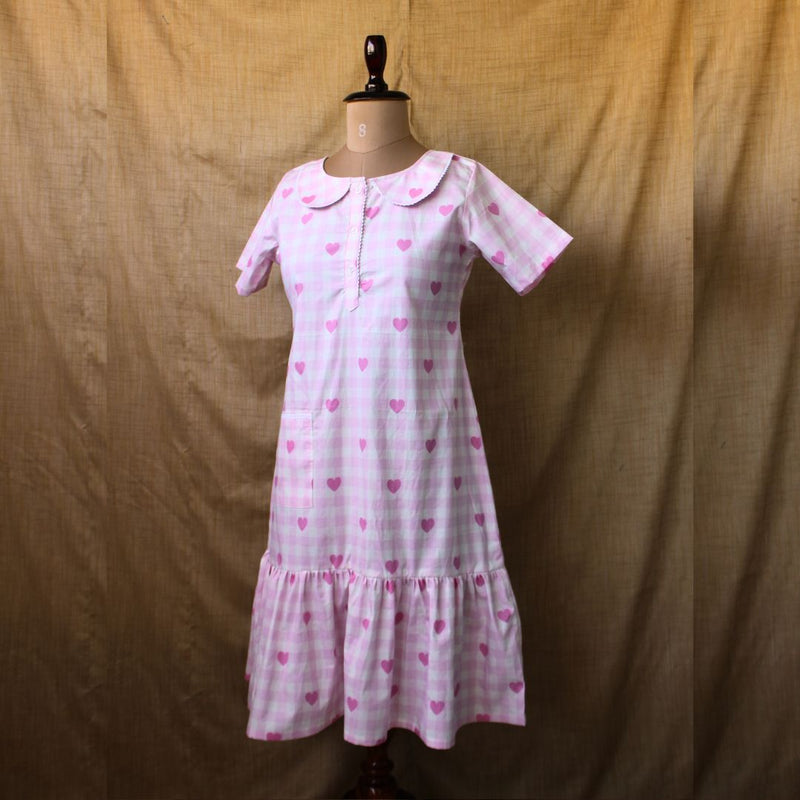 Pink Hearts Checks - Mom Twinning Dress