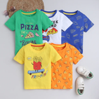 Pizza Graphic Printed T-Shirts - Pack of 5