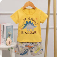 Yellow Dino T Shirt Shorts Set