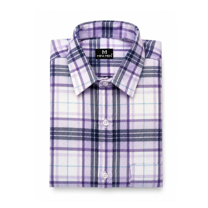 Purple Checks Dad Twinning Shirt