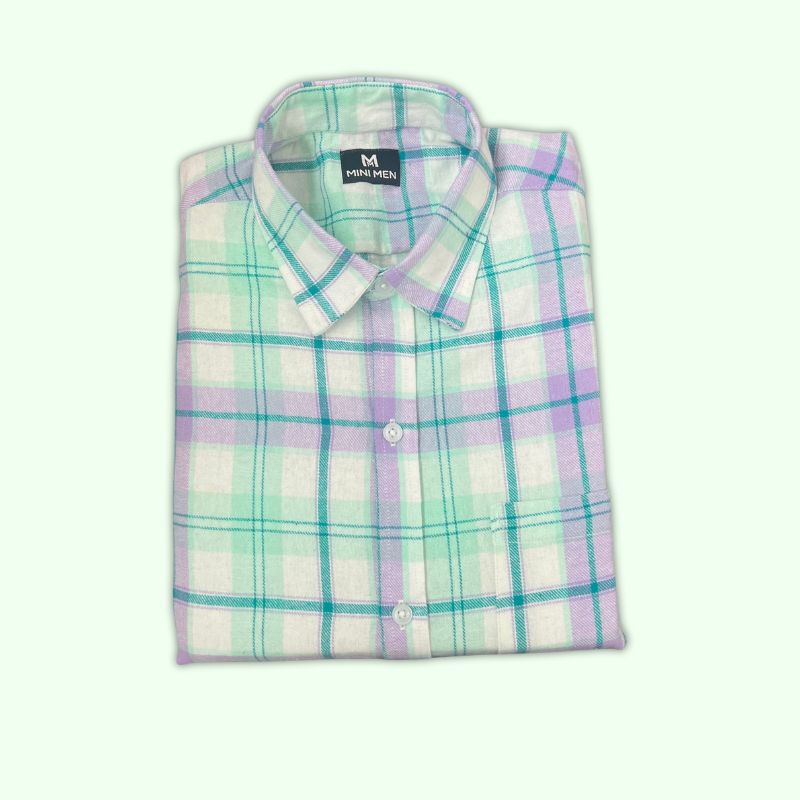 Purple Green Checks Dad Twinning Shirt