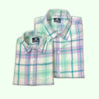 Purple Green Checks Dad n Son Twinning Shirts